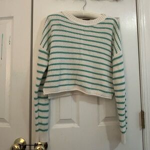 Wild Fable Teal and White Striped Sweater